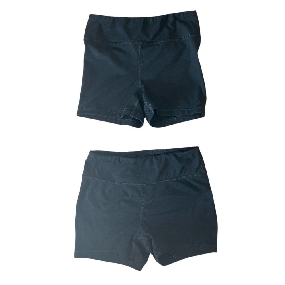 2 Pair Bundle Lot of Girls Black Athletic Spandex Volleyball Sports Shorts S 7/8